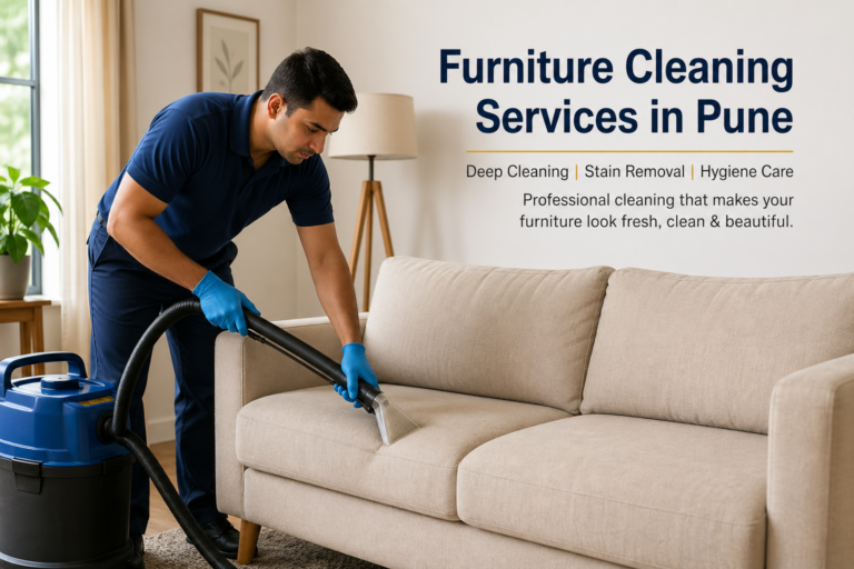 Professional furniture cleaning service in Pune with sofa deep cleaning in modern living room